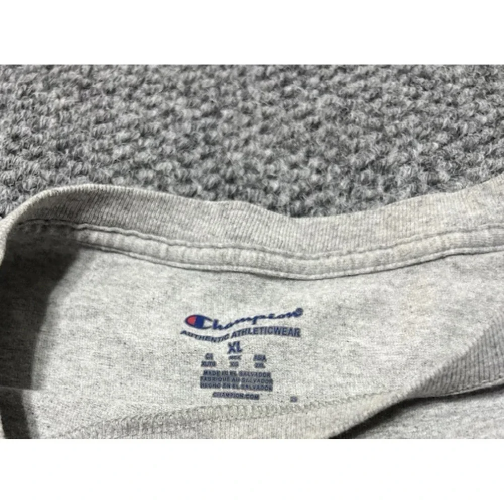 Champion Men's XL Gray Graphic Print Cotton Knit Short Sleeve T-Shirt Crew Neck - Picture 2 of 6